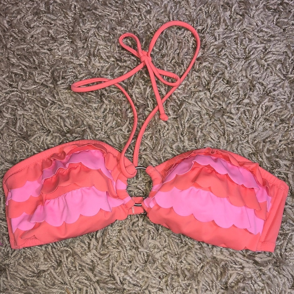 Victoria’s Secret bikini top swim wear ruffle top pink and coral color l…​